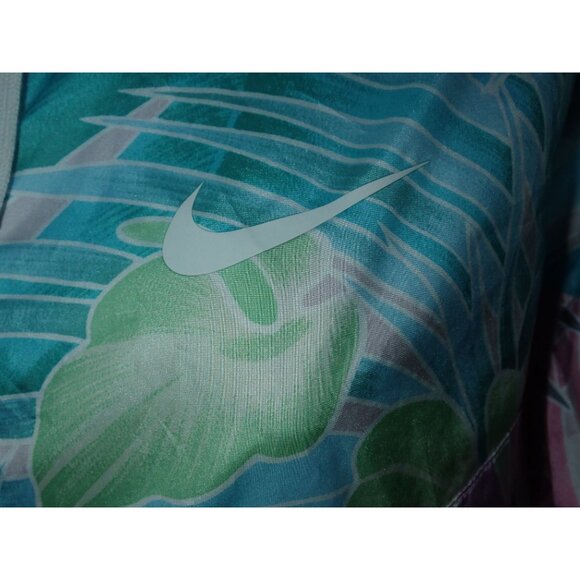 Nike Womens S Windbreaker Jacket Tropical Print Hooded Lightweight Polyester - Picture 5 of 7
